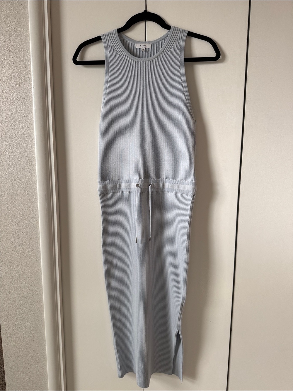 REISS Blue Ribbed Tank Midi Dress